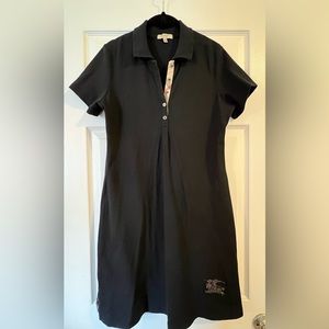 BURBERRY Women’s Polo T-Shirt dress. Size XL. Black w/ check collar